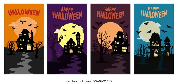 Collection of halloween party card set template