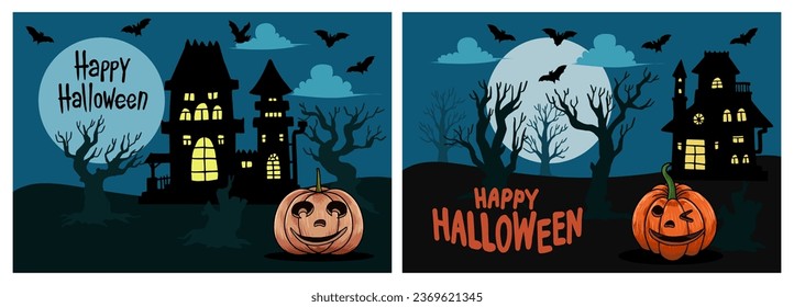 Collection of halloween party card set template