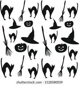 collection halloween pictures on white background