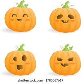Collection of Halloween pumpkin. Halloween celebrations. 