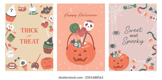 Collection of Halloween pumpkin sweet treats vector illustration poster