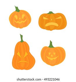 Collection of Halloween pumpkins. Vector illustration