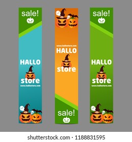 Collection of halloween sale banner. Happy Halloween or Hand Lettering vector on scary background