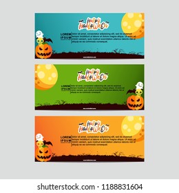 Collection of halloween sale banner. Happy Halloween or Hand Lettering vector on scary background