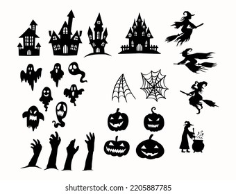 Collection of Halloween shillhoette icon 