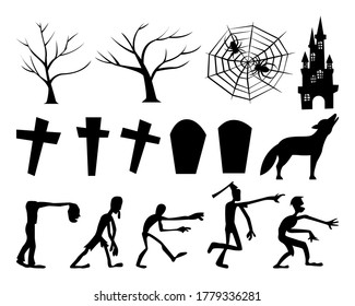 collection of Halloween silhouette design for designer
