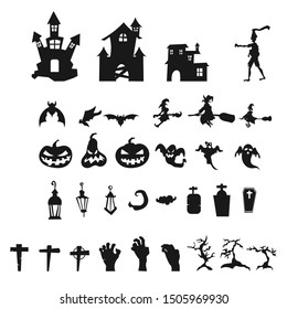  Collection of halloween silhouettes icon