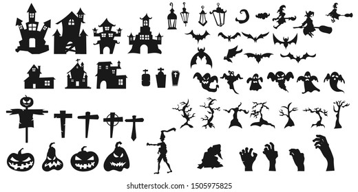 Collection of halloween silhouettes icon