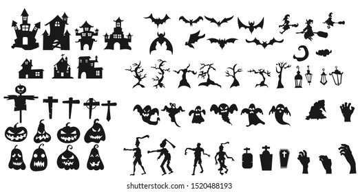  Collection of halloween silhouettes icon