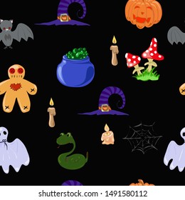 Collection of halloween silhouettes icon and character