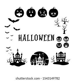 Collection of halloween silhouettes icon and character