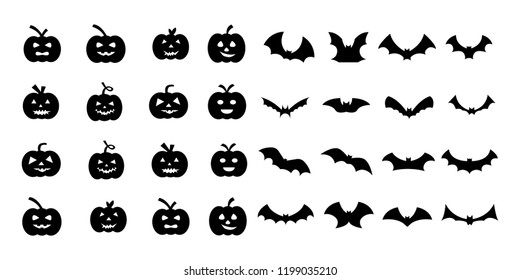 Collection of halloween silhouettes. pumpkin halloween silhouette. Vector illustration.