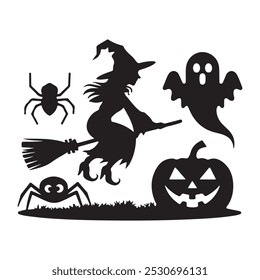 Collection of Halloween silhouettes. halloween silhouette vector set