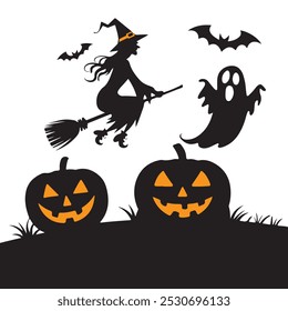 Collection of Halloween silhouettes. halloween silhouette vector set