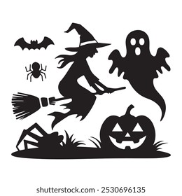 Collection of Halloween silhouettes. halloween silhouette vector set