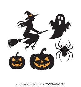 Collection of Halloween silhouettes. halloween silhouette vector set