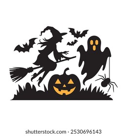 Collection of Halloween silhouettes. halloween silhouette vector set