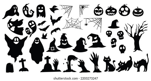 collection of halloween silhouttes character 
