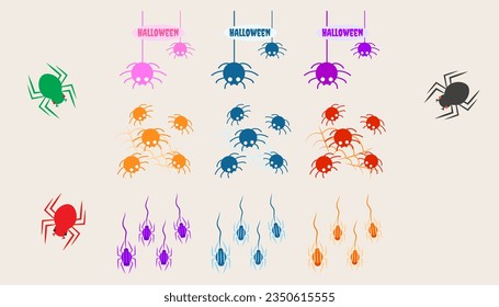 Collection Halloween spiders and cobwebs.set of spiders halloween.