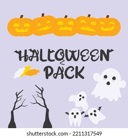 The collection of Halloween theme set. Graphic resource about Pumkin halloween and Halloween theme for content, banner, sticker label and greeting card.