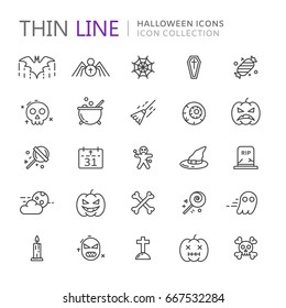 Collection of halloween thin line icons