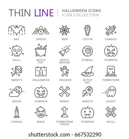 Collection of halloween thin line icons