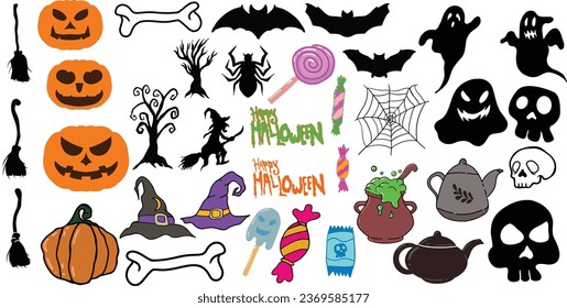 Collection of halloween vector set element