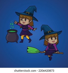 Collection of Halloween witch character