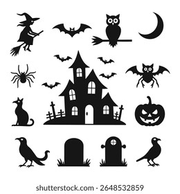 Coleção de abóboras vetoriais com tema de Halloween, morcegos e design de elemento assustador.