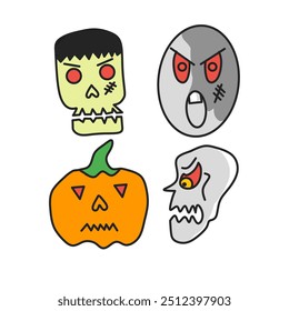 Collection of haloween monsters for haloween design elements 
