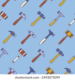 Collection of Hammer Vector Seamless Pattern illustration for Print, Wallpaper, Decoration.