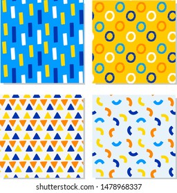 Collection of hand draw abstract seamless patterns. Smear, triangle,  circle and other elements for fashion, wallpapers, wrapping, etc. 
