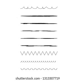 Collection of hand draw lines, underline hand draw set, vector brush line