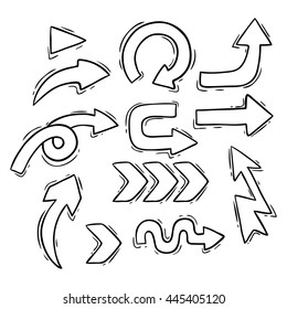 Collection of hand drawing arrows