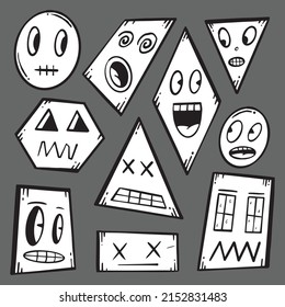 collection hand drawn abstract face doodle illustration for tattoo stickers poster etc