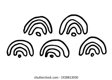 Collection of hand drawn abstract shapes. Scribbles handwritten with pen or pencil. Simple vector illustration