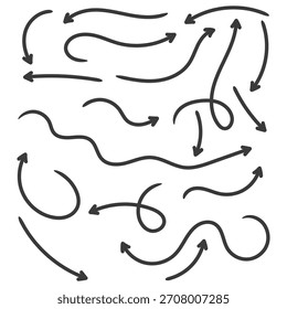 colección de Elementos de doodle de flecha dibujados a mano con líneas curvas y Formas simples