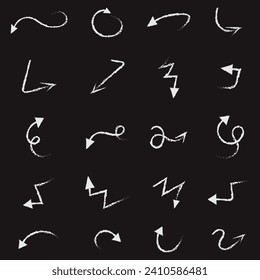 Collection of hand drawn arrow doodles. Scribble arrows, vector illustration