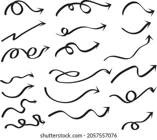 collection hand drawn arrow set new