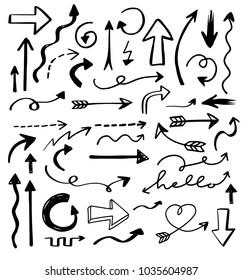 Collection of hand drawn arrows, can be used as navigation or as decorative sketchy elements.