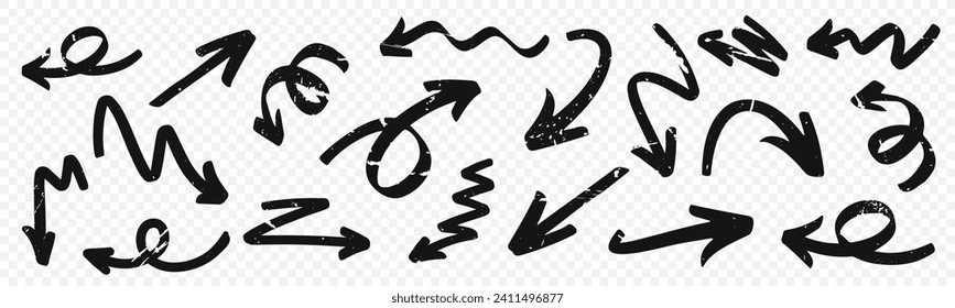 Collection hand drawn arrows. Doodle arrows vectoor icons. Arrow vector icons set.