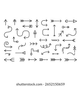 Collection of Hand Drawn Arrows Minimalist Black Line Art Vector Graphics Diverse Styles for Design Projects