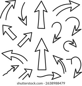 Collection of hand drawn arrows pointing in various directions