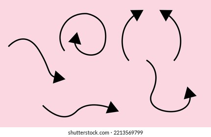 Collection hand drawn arrows. Set simple arrows isolated on white background. Arrow mark icons. Arrow paint - stock vector.