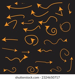 Collection hand drawn arrows. Set simple arrows isolated on white background. Arrow mark icons. Arrow paint - stock vector