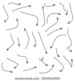Collection hand drawn arrows. Set simple arrows isolated on white background. Arrow mark icons. Arrow paint - stock vector  3 2 6
