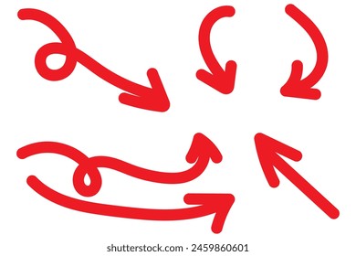  Colección dibujada a mano flechas. Establecer flechas simples aisladas sobre fondo blanco. Iconos de flecha. Arrow paint - Vector estándar.