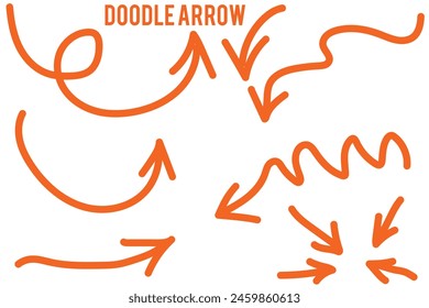  Collection hand drawn arrows. Set simple arrows isolated on white background. Arrow mark icons. Arrow paint - stock vector.