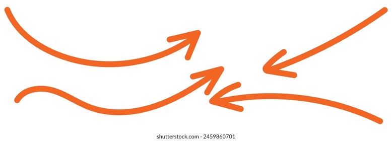  Collection hand drawn arrows. Set simple arrows isolated on white background. Arrow mark icons. Arrow paint - stock vector.