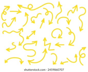  Colección dibujada a mano flechas. Establecer flechas simples aisladas sobre fondo blanco. Iconos de flecha. Arrow paint - Vector estándar.